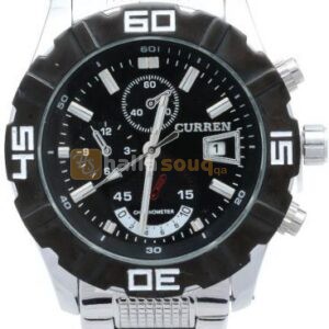 Curren Men's Black Decorational Chronograph Dial Silver Tone Stainless Steel Band Watch [M-8015-PNP]